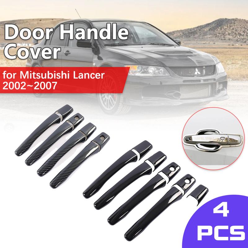 For Mitsubishi Lancer Cedia Evo 7 8 9 Gala Lioncel II 2002~2007 Door Handle Cover Carbon Fiber Trim Catch Sticker Cap Accessorie