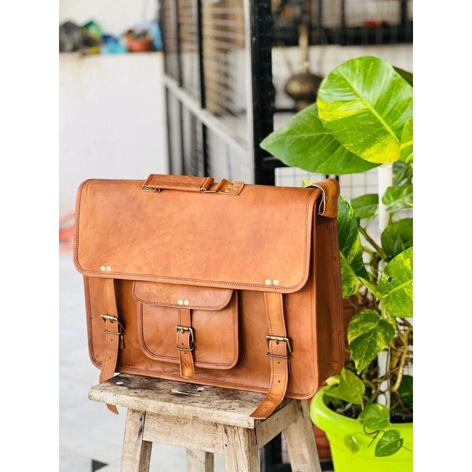 Handmade First Choice Leather Vintage Laptop Messenger Briefcase Bag Satchel