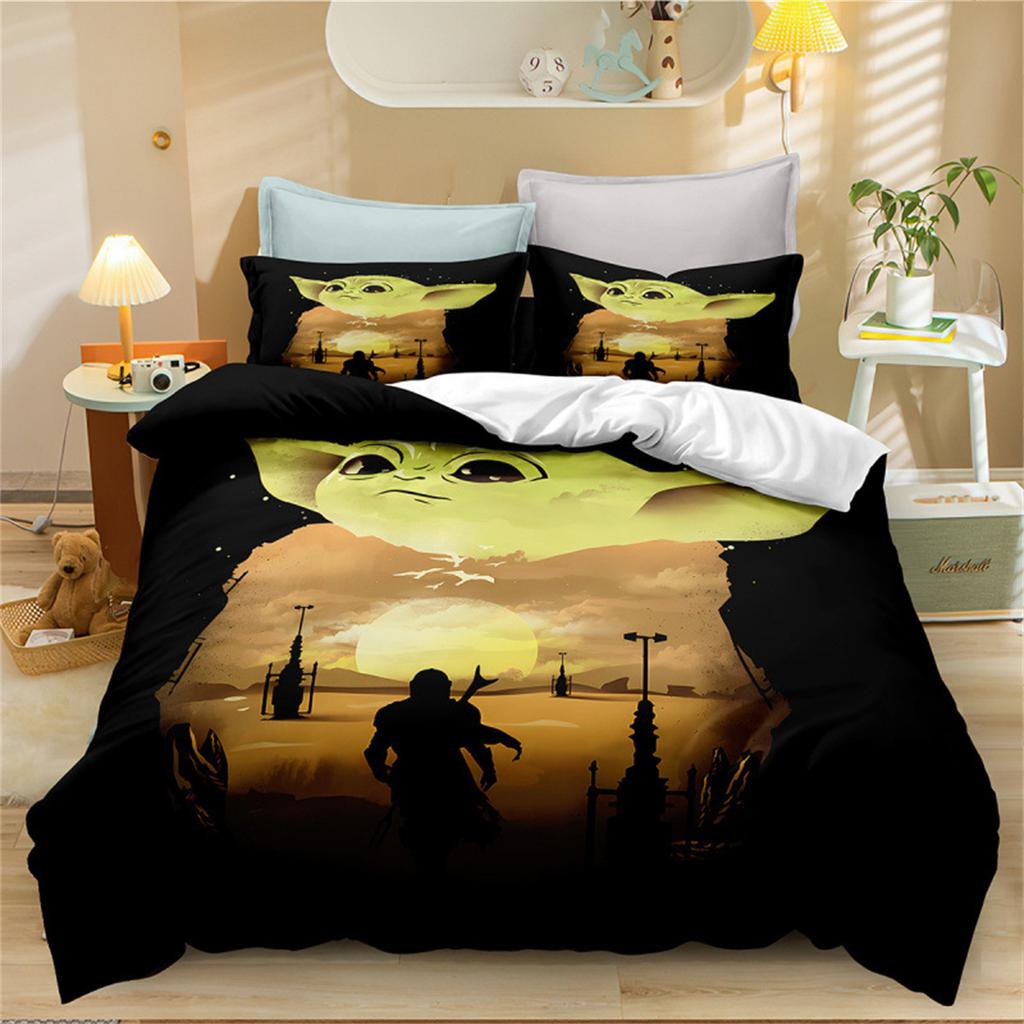 Cartoon Baby Y-Yodas Bedding Set And Pillowcases75*50Cm, Cartoon Bedding Textile Duvet Cover Kawaii Set For Kids Adult Bedroom