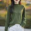 Autumn and Winter Pure Cotton Women's Half-high Neck Long-sleeved Knitted Sweater Loose and Versatile Warm Bottoming Shirt Top
