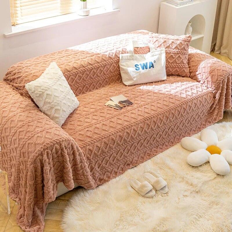 

Luxury Plush Sofa Cover Universal Anti Scratch Couch Towel Blanket for Living Room 1 2 3 4 Seater 180x130cm