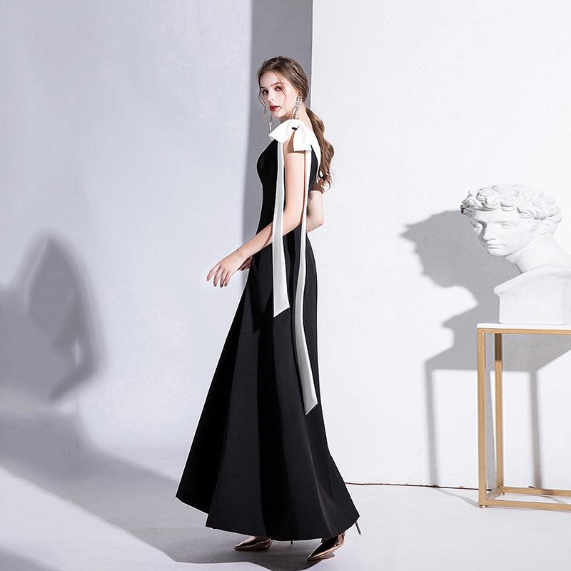 Black Evening Dress Women's New One-shoulder Socialite Temperament Banquet Dress Slim Long Daily Dress