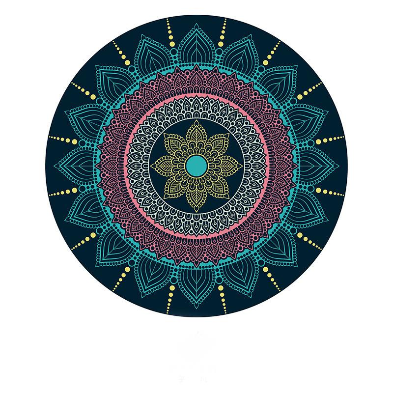 Tappeto Rotondo Boemia Soggiorno Geometrico Etnico Fiori Camera da Letto Antiscivolo Vintage Tappetino da Pavimento Decorazione Casa