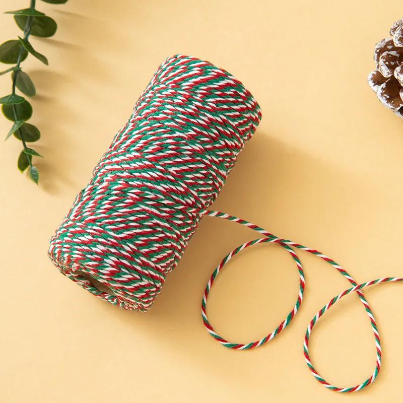 100 Meter/Roll Two Colors Cotton Baker Twine Rope Cord DIY Gift Crafts Wrap Christmas Wedding Decoration Gift Packaging String