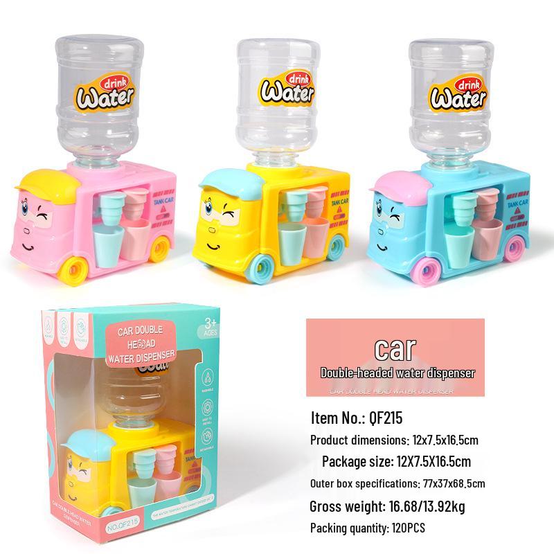 Children's Cartoon Mini Water Dispenser Toy with Dual Outlets for Juice and Beverages - Fun Simulation Machine