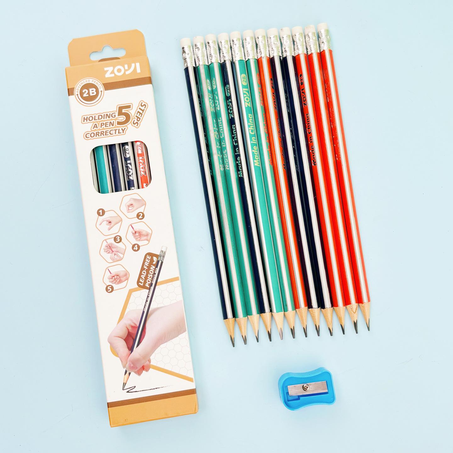 Triangular 2B Children s Pencils - 12-Pack for Writing and Drawing 2B - 12-piece Pack