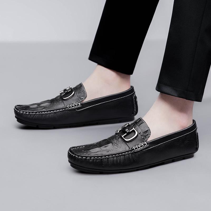 Men's Genuine Leather Loafers: British Style Slip-On Driving Moccasins with Soft Sole