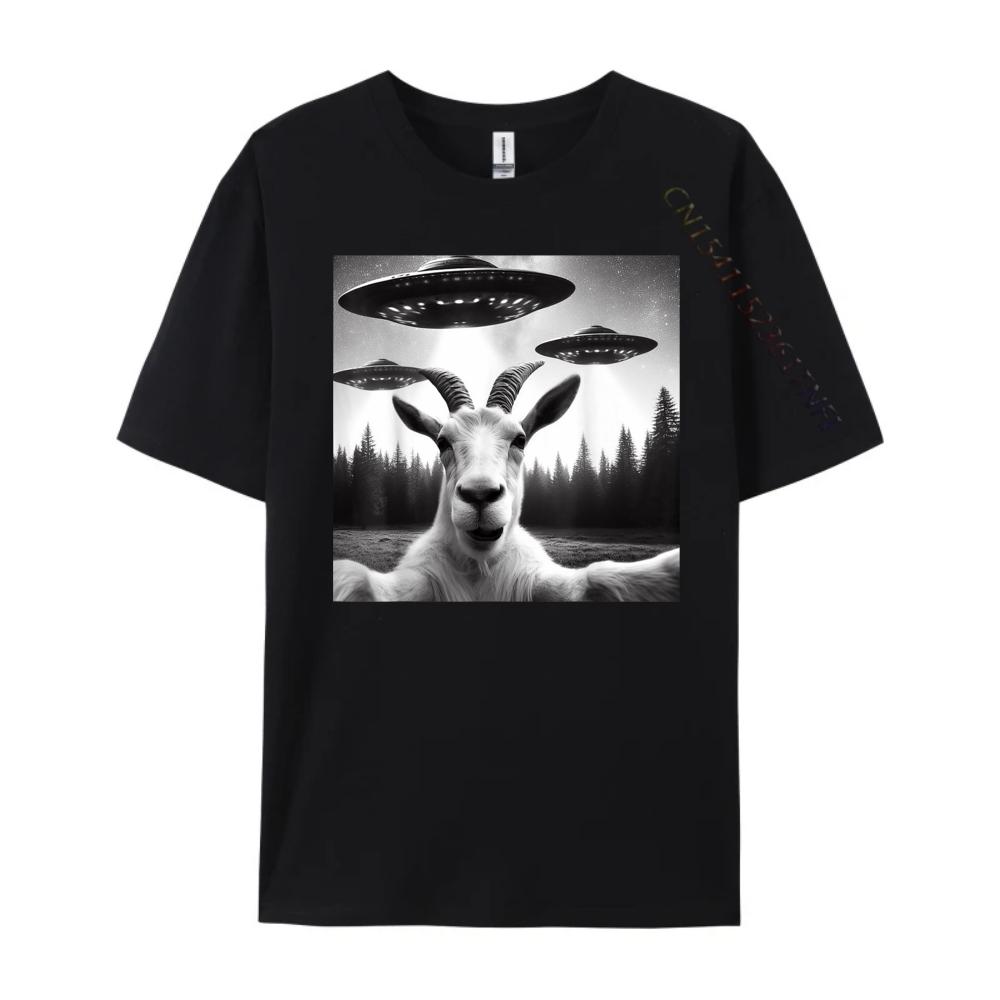 Goat Selfie With Alien UFO Funny Goat Gifts For Men Women 3d Printed T Shirts Clothes Creative