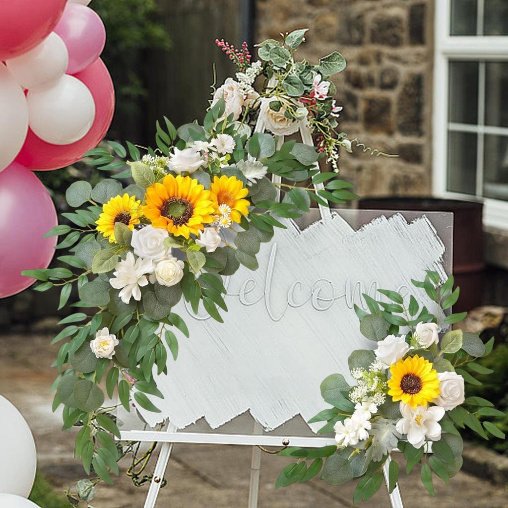 2x Wedding Arch Flowers Decoration Rustic Artificial Floral Swag for Wall Mantel