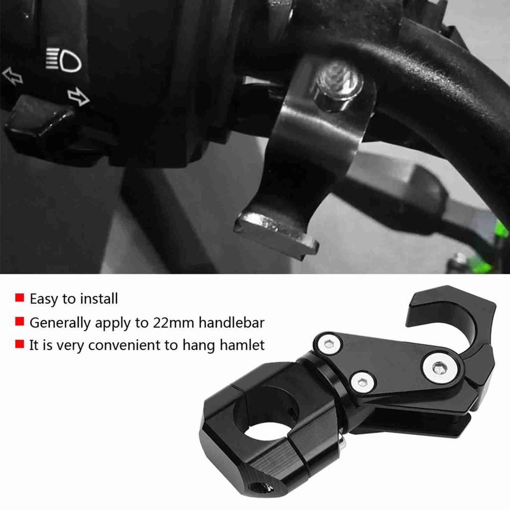 22mm Unversal Motorcycle Handlebar Hook for         ;Black: