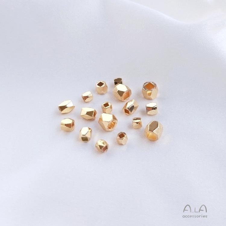 14k Gold gefüllt Facettierte Sechseck Rhombus Zwischenperle für DIY Schmuck