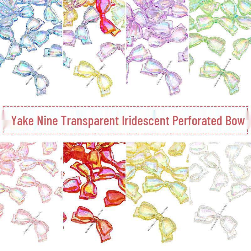 

Iridescent Transparent Acrylic Bow Accessories for DIY Bracelets, Necklaces, and Rings