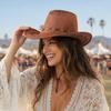 Sombrero de Vaquero Occidental, Sombrero de Gamuza Suave de Ala Ancha para Protección Solar, Sombrero para Acampar al Aire Libre para Hombres Mujeres, Sombrero de Pescador con Toldo Solar para Exteriores con Ajustable