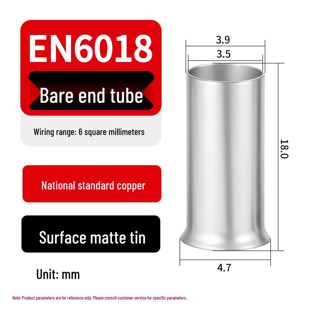 EN Tubular Bare End Cold Crimp Terminal - Purple Copper Pin Type Connector Lug