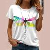Boho Ethnic Dragonfly Print Women T-shirt Vintage Mandala Pattern O-Neck Short Sleeve Casual Tops 2026 Summer Fashion Patchwork