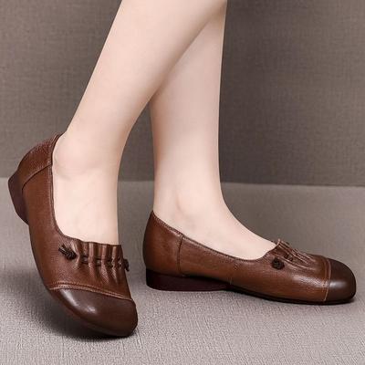 Flache Retro-Mutterschuhe, Damenschuhe aus Gummi mit weicher Sohle