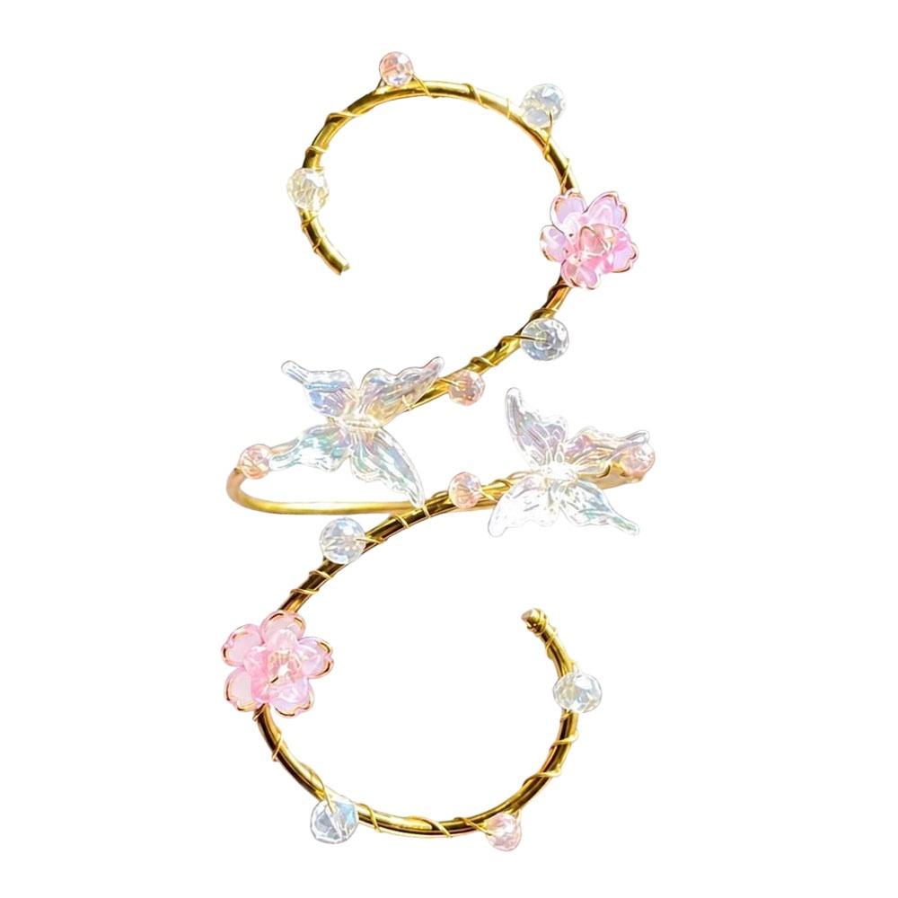 Verstellbares Oberarmband Schmetterlingsblume Offener Armreif Mode Körperschmuck Manschette Damen