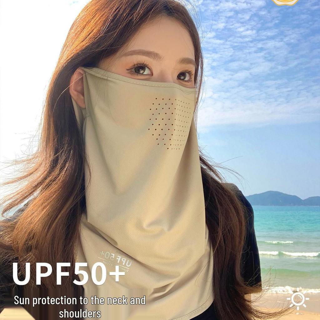 Unisex Ice Silk Face Veil: Breathable UV Protection for Summer Cycling, Driving, and Neck Sunshade.