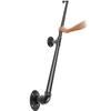 Pipe Stair Handrail, 7FT Staircase Handrail, 440LBS Load Capacity Carbon Steel Pipe Handrail, Industrial Pipe Handrail with Wall Mount Support, Round
