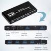 2 Port USB KVM Switch HDMI2.0b Switcher Support 2PC Computers 4 USB3.0 Ports Output Metal