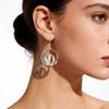 Ring hollow mosaic enamel ear hook European and American style hollow line earrings versatile temperament earrings