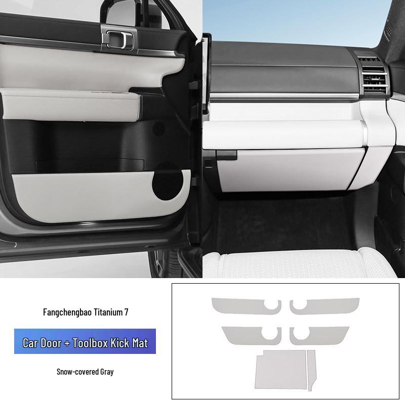 Leopard Titanium 7 Car Door Kick Mats - Anti-scratch Leather Protection Stickers for Interior Modification