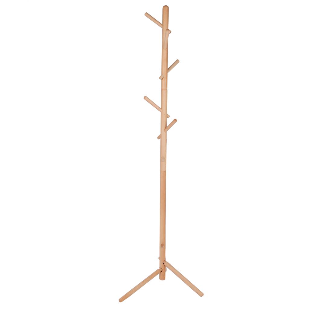 Wolnostojący drewniany stojak na płaszcze, wieszak na kapelusze z 6 haczykami do dekoracji przedpokoju