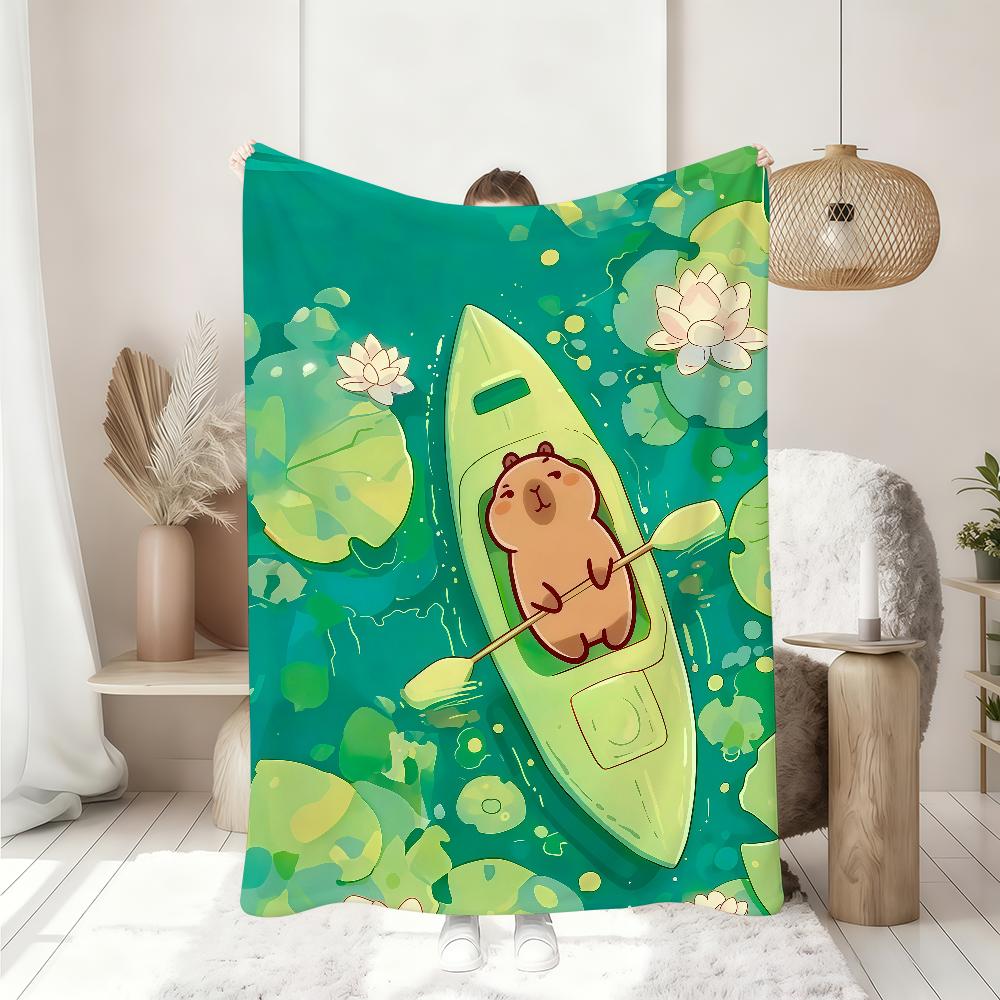 Capybara Summer Swimming Cartoon Blanket Soft Throw Blanket for Home Bedroom Bed Sofa Picnic Travel Office Rest Blanket Gift