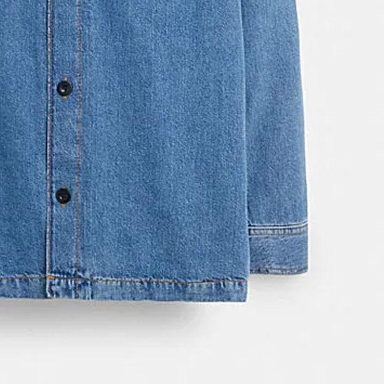 Coach Solid Color Single-Breasted Casual Long Sleeve Shirt Men Shirts Indigo CK515-NJ7