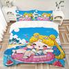 3pcs Happy Sailor Moon Printed Bedding Set, Soft and Comfortable Quilt Cover for Bedroom, Guest Room (1 Duvet Cover + 2 Pillowcases, Pillow