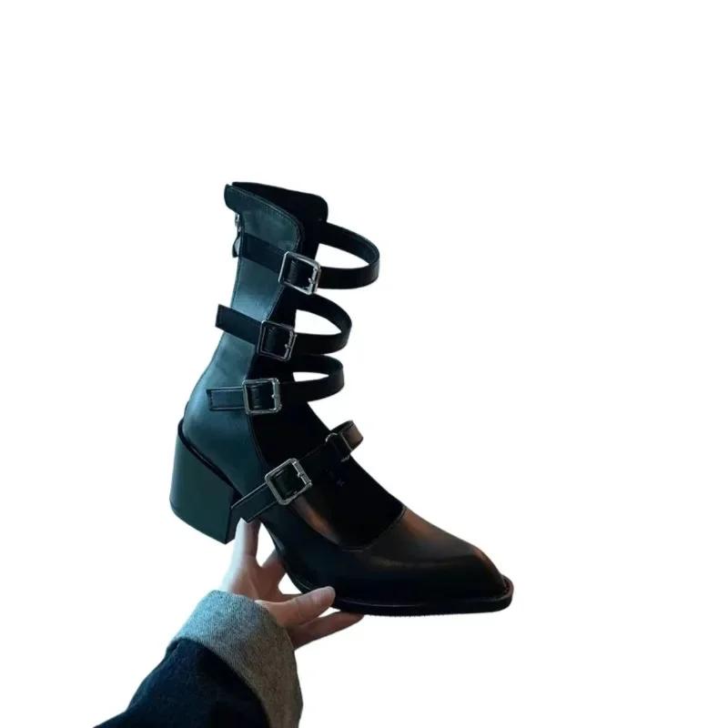 Fashion Women's High Heels, Mid Heel, Modern Sandals, Buckle Zipper, Women's Shoes 2024 Fashion Solid Color Fashion Women's Sandals