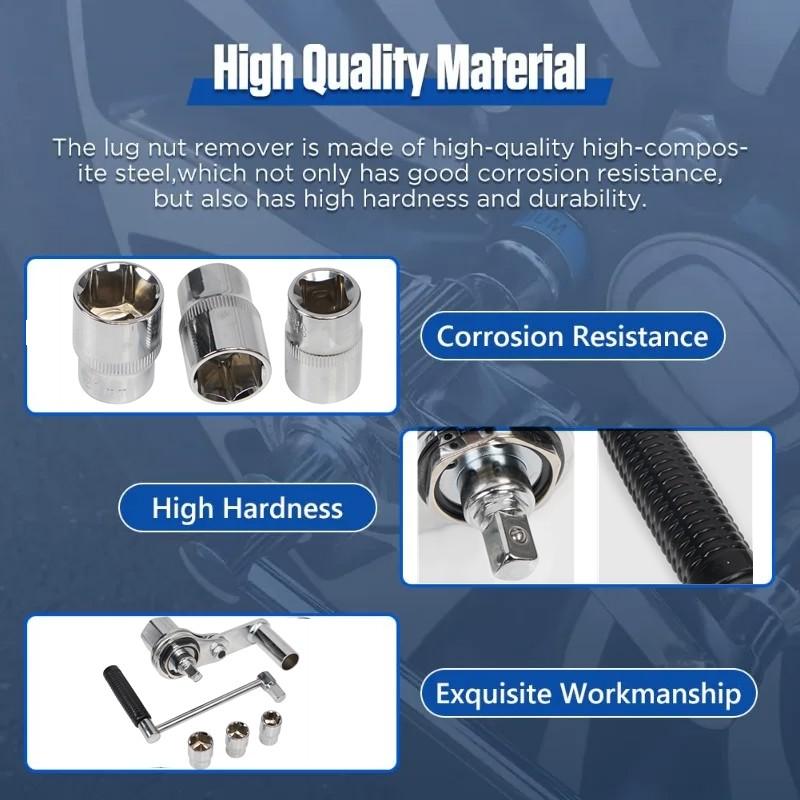 1Set 1/2" 17mm 19mm 21mm Torsional Torque Multiplier Wrench Lug Nut Remover Type Auto Tire Disassembly Repair Tool Kits