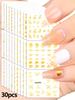 Gold 3D Self-Adhesive Full Cover Nail Stickers for Kids - Wearable Manicure Decals