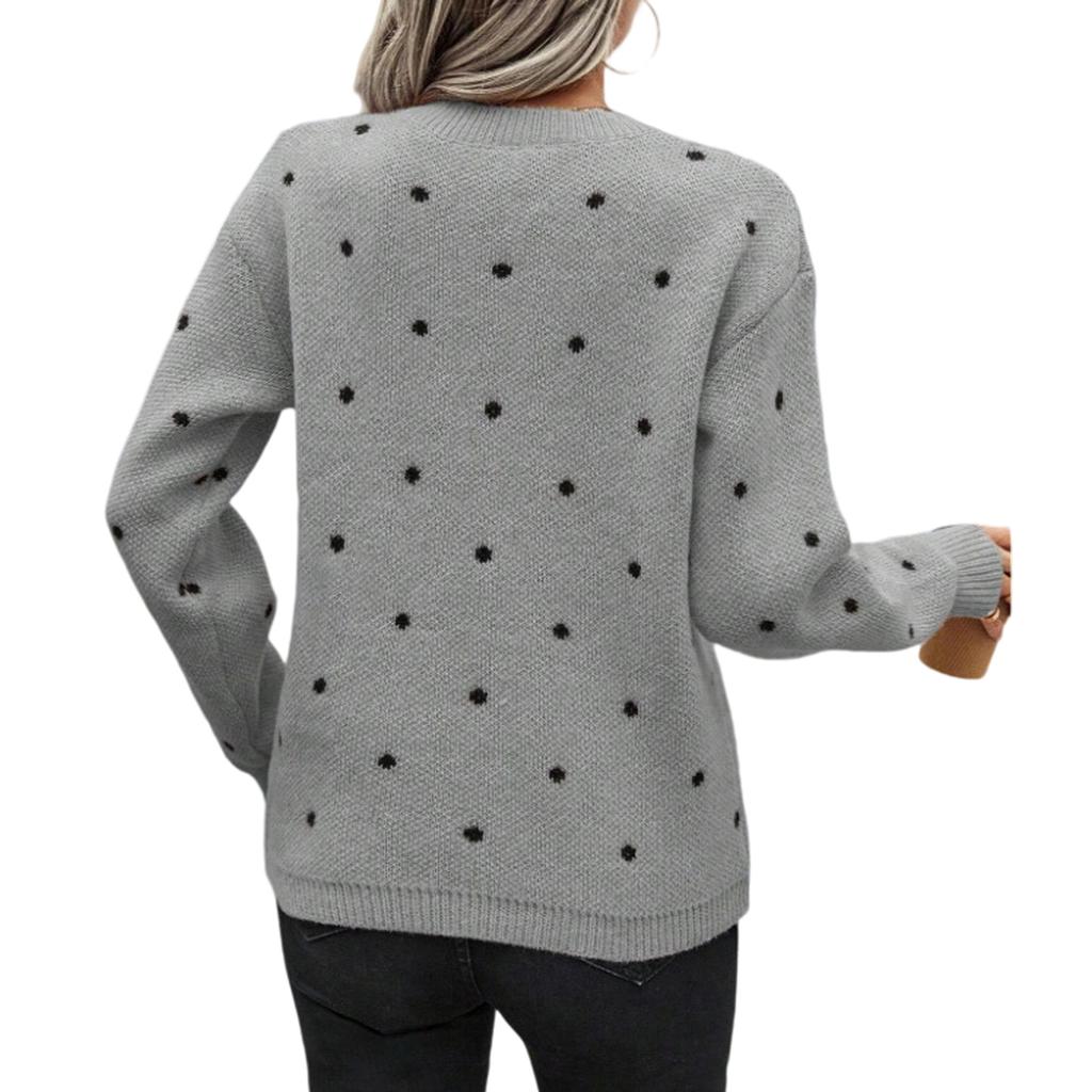 Women's Casual Round Neck Pullover Long Sleeve Sweater Top