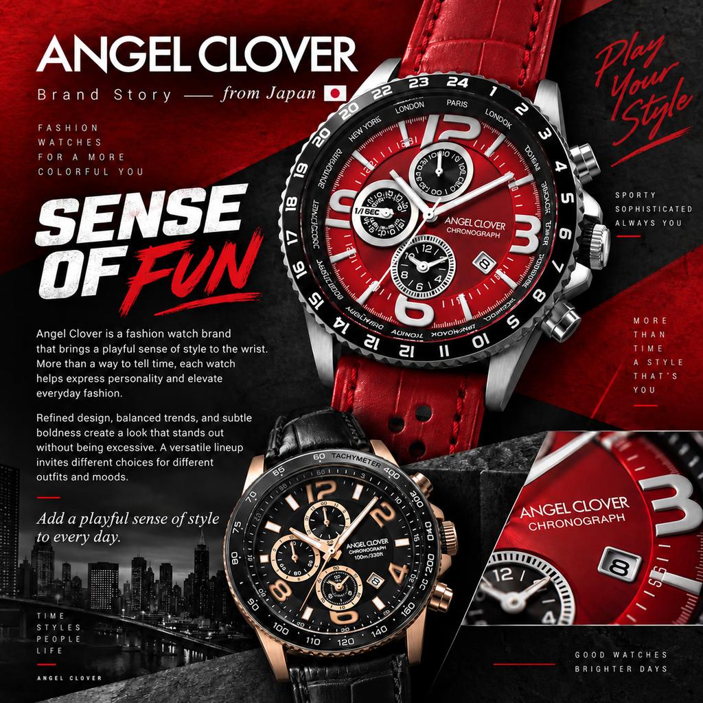 Angel Clover Mondo Solar Chronograph Men's Watch NMOS44SNNV Solar Quartz Navy Dial Stainless Steel 44mm 100m Water Resistant Mineral Glass