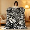 Art B-Black a-and W-White Floral Throw High-Density Short Plush Blanket Soft Skin-Friendly for Sofa Nap Air-Conditioned Room