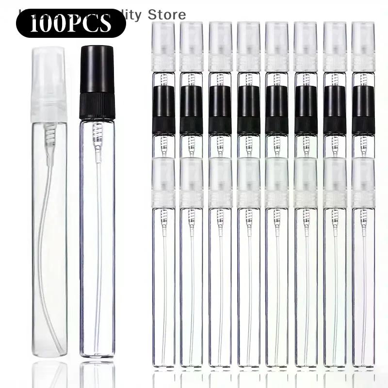 100 ADET 10ml 5ml 3ml Cam Spreyli Şişe Taşınabilir Mini Doldurulabilir Parfüm Boş Şişe Püskürtücü Pompalı Sprey Şişe Şeffaf
