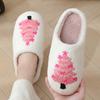 Fashion Christmas Fashion Women Slip on Platform House Slippers Casual Men Couples Printing Plus Size Shoes for Women Cotton Warm Shoes