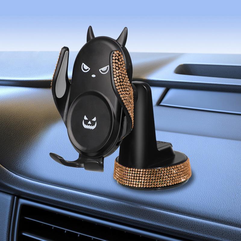 Diamond Crystal Gravity Car Cell Phone Holder Cute Smiling Face Auto Telphone Navigation Rotary Stand Car Accessories for Women