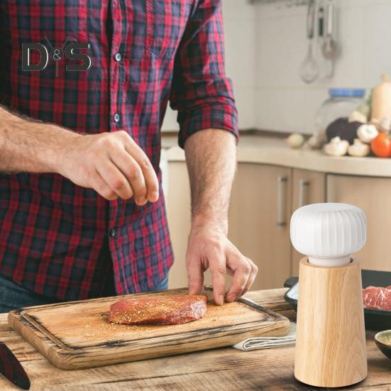 Wooden Pepper Grinder Manual Salt And Pepper Mill Adjustable Coarse-grained Grinder Refillable Salt Mill with Ceramic Lid for Salt Pepper