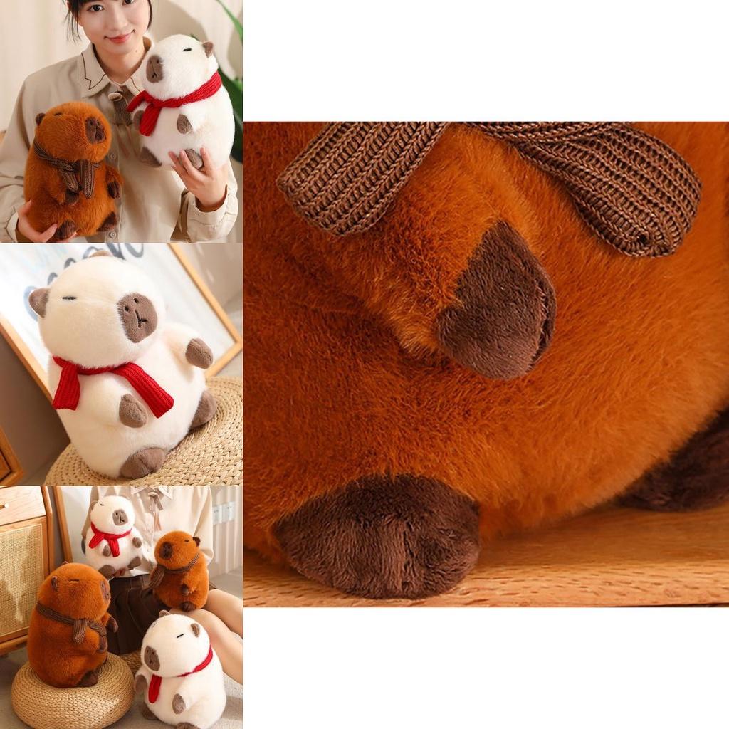 Adorable Capybara Plush Toy For Home Decoration And Cozy Pillow Gifts In White And Brown