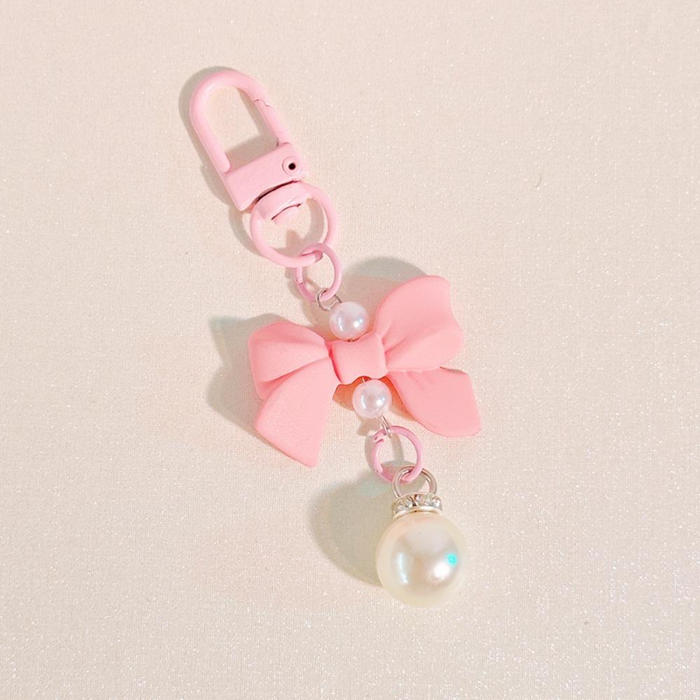 Pendant Bow Knot Keyring Key Chain Imitation Bow Keychain Candy Color Bow Knot Pendant  Bag Pendant