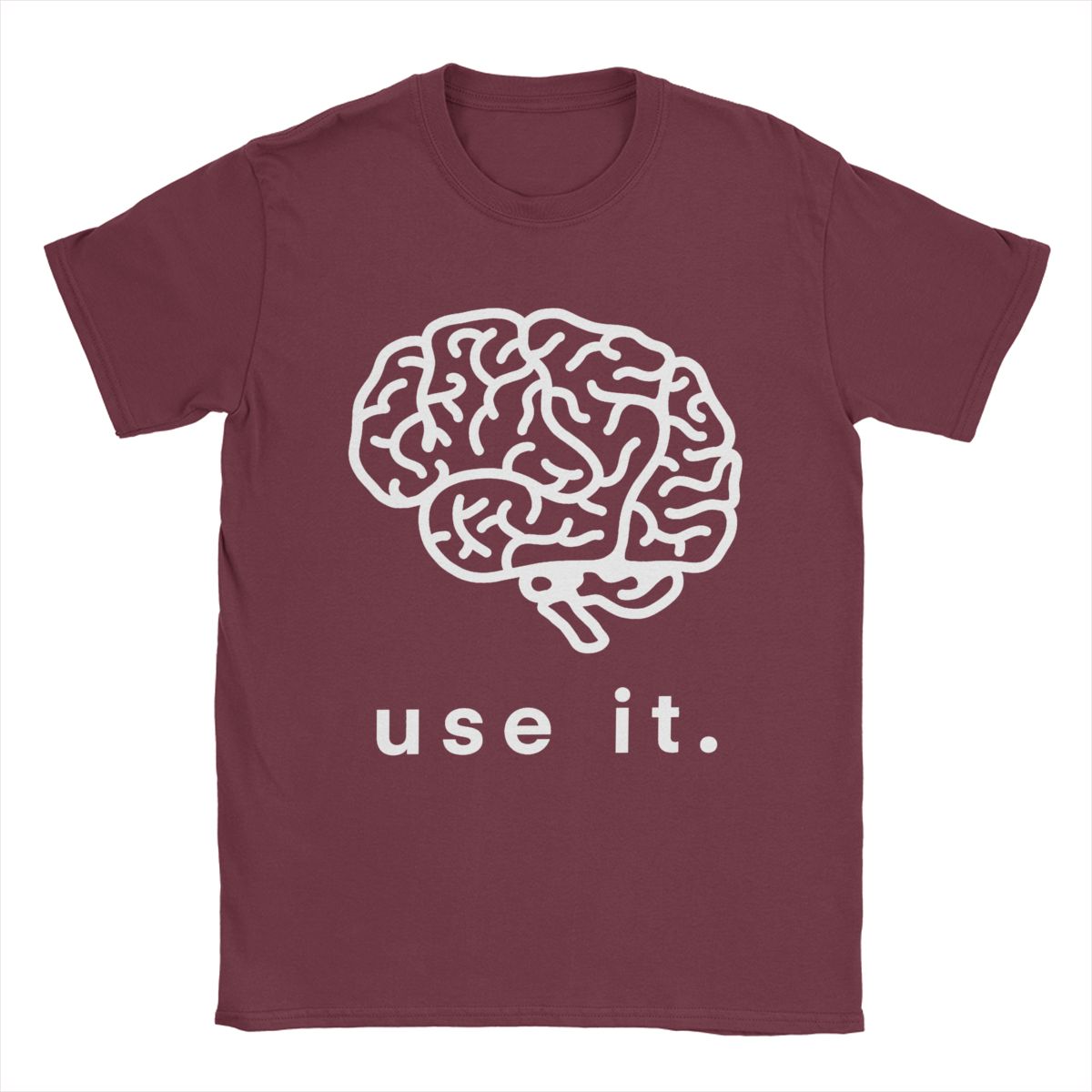 

Пожалуйста, используйте это Свой мозг Футболки Мужские Смешные из чистого хлопка Футболка с круглым вырезом и коротким рукавом Летняя одежда XXXXXL бордовый