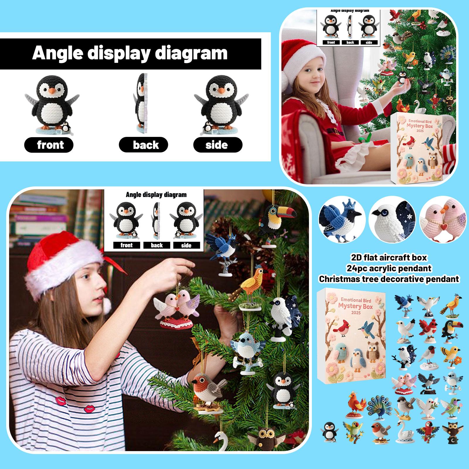 

Emotional Bird Mystery Box 2D Flat Acrylic Ornament Christmas Tree Ornament Suitable For Christmas Decoration One Size