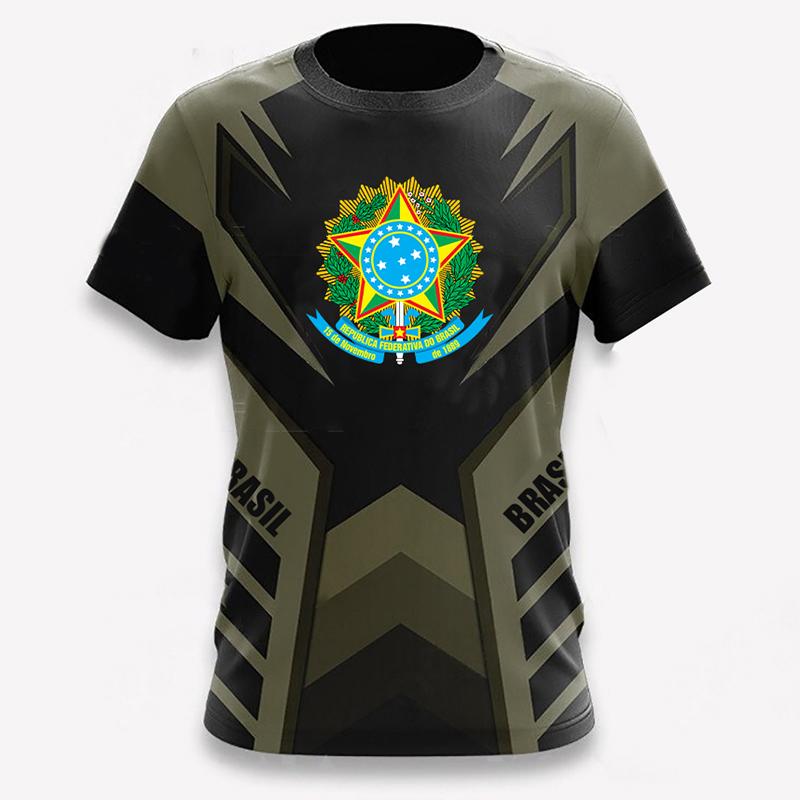 BRASIL Sommer Herren T-Shirt Brasilien National Emblem Flagge 3D Druck Lässig Rundhals T-Shirt Mode Pullover Kinderbekleidung