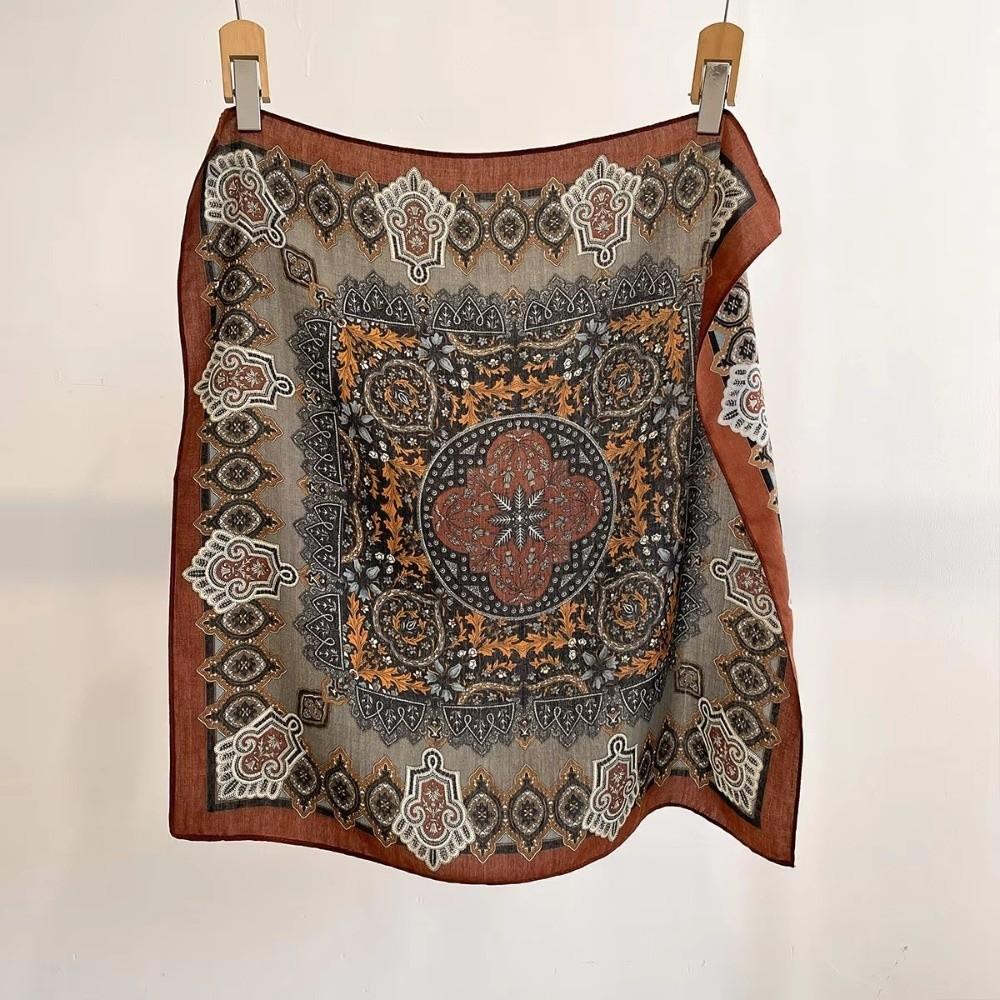 68×68cm Floral Print Scarf Floral Print Paisley Print Scarf Elegant Soft Neck Scarves  for Women