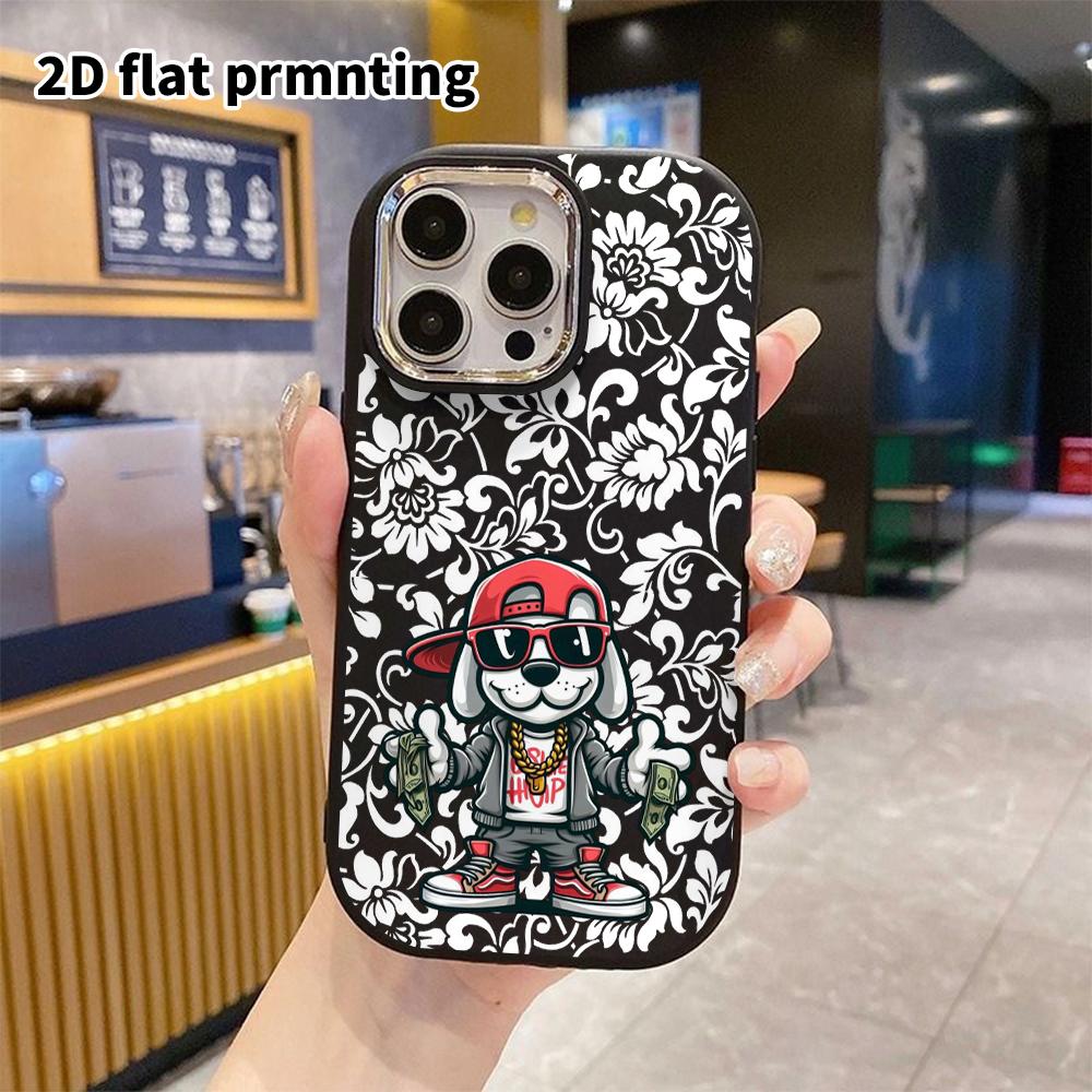 Phone Case: 2D Flat Design Suitable for iPhone 18 17 16 15 14 13 Pro Protective Case, Couple Style, Hip-hop Puppy, Christmas and Halloween Gift