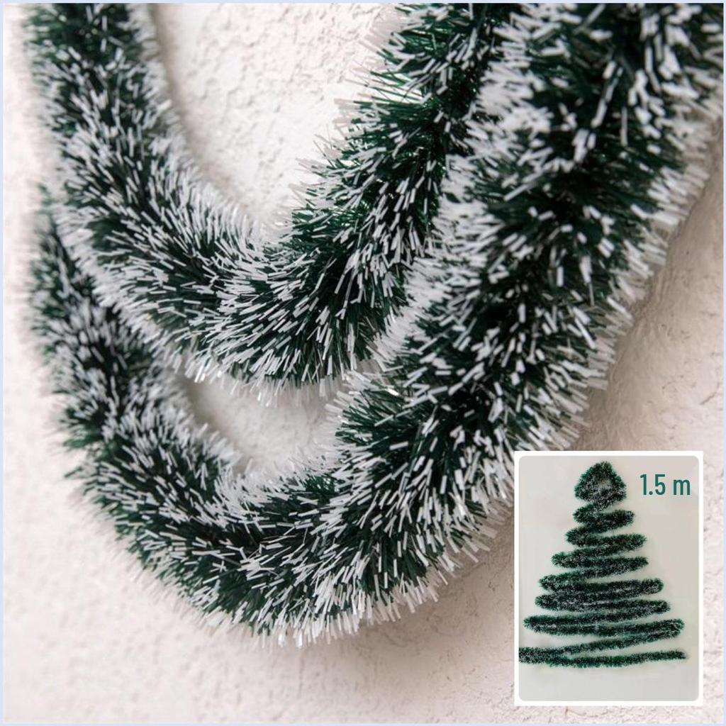 10m Dark Green Tinsel Ribbon Feather Boa Christmas Tree Ornament Set