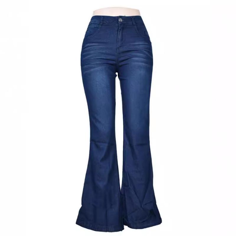 Women's New Thin Section of High-waisted Slightly Elastic Wide-legged Long Leg Jeans