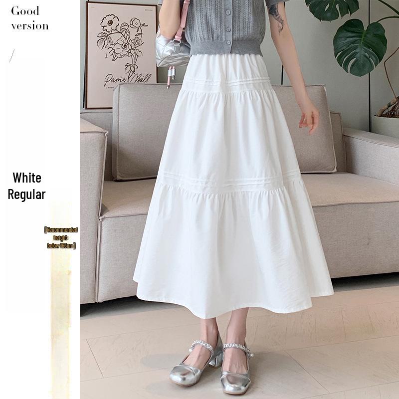 Witte Hoge Taille Slim Midi Rok - Koreaanse Stijl, Zoet & Elegant